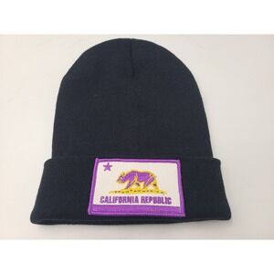 California Republic Beanie Winter Knit Hat Stocking Cap Men Women Black Purple